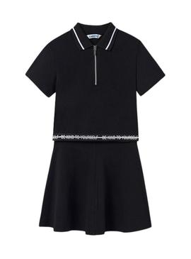 Conjunto Mayoral saia de malha preta para menina