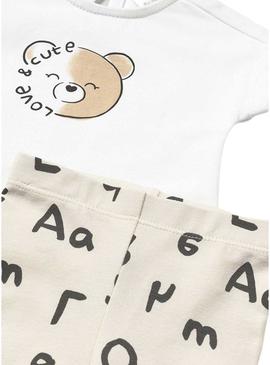 Conjunto de leggings beige de cerámica para bebé da marca Mayoral.