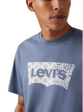 Camiseta Levis Graphic azul para homem.