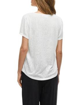 Camisa Vila Viamer com renda branca para mulher.