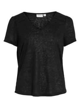 Camiseta Vila Viamer com renda preta para mulher.