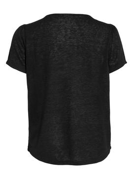 Camiseta Vila Viamer com renda preta para mulher.