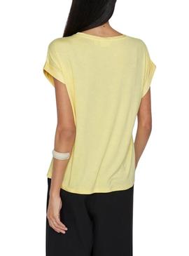 Camiseta Vila Viellette em cetim amarelo para mulher.