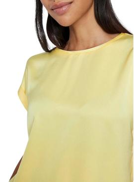 Camiseta Vila Viellette em cetim amarelo para mulher.