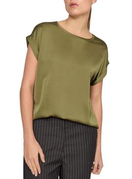   VIELLETTE Top de Cetim de Manga Curta Capulet Olive