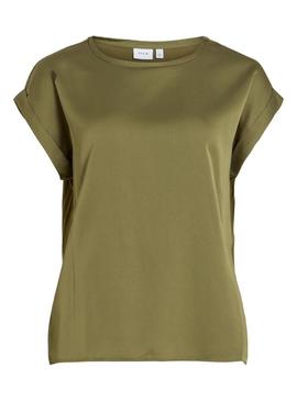   VIELLETTE Top de Cetim de Manga Curta Capulet Olive