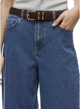 Calça jeans Vila Vilotta Culotte azul para mulher.