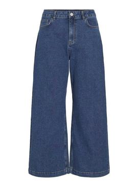 Calça jeans Vila Vilotta Culotte azul para mulher.
