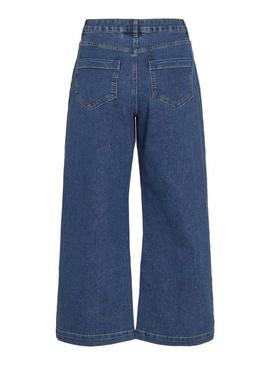 Calça jeans Vila Vilotta Culotte azul para mulher.