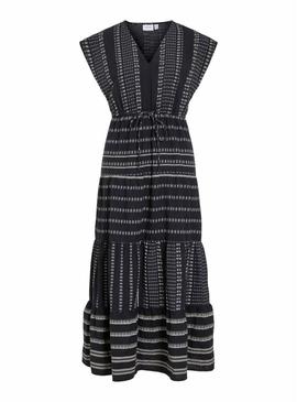 Vestido estampado preto Vila Visavila para mulher.