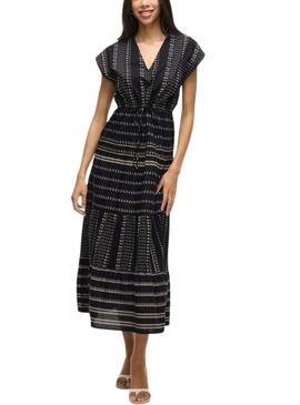 Vestido estampado preto Vila Visavila para mulher.