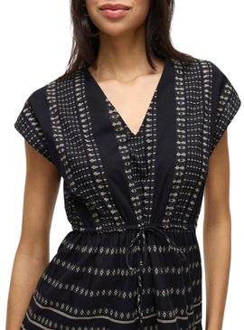 Vestido estampado preto Vila Visavila para mulher.