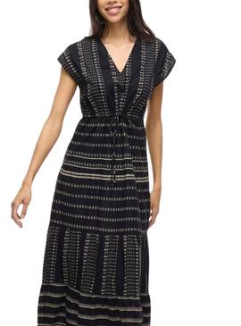 Vestido estampado preto Vila Visavila para mulher.