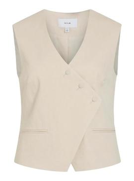 Colete Vila Viflea elegante bege para mulher.
