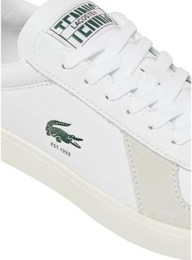 Sapatilhas Lacoste Baseshot Pro em couro branco para homem.