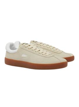 Sapatilhas Lacoste Baseshot em camurça bege para homem.
