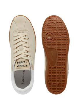 Sapatilhas Lacoste Baseshot em camurça bege para homem.