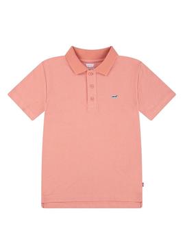 Polo Levis Back Neck Tape laranja para menino.