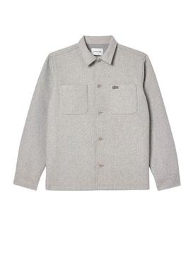 Camisa sobreposta Lacoste em flanela cinza para homem.