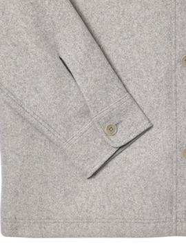 Camisa sobreposta Lacoste em flanela cinza para homem.