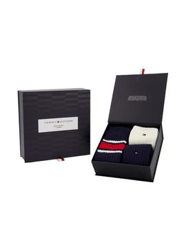 Pack 3 pares de meias Tommy Hilfiger Giftboxed Classic multicoloridas para homem.