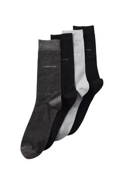 Caixa de presente com 4 pares de meias Calvin Klein preto e cinza para homem.
