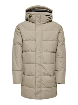 Jaqueta acolchoada Only and Sons Carl bege para homem