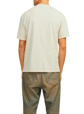 Camiseta Jack and Jones Portland bege para homem.