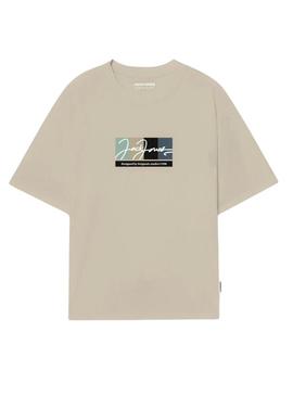 Camiseta Jack and Jones Portland bege para homem.