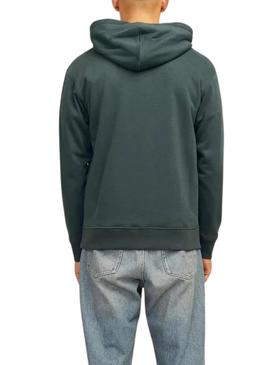 Moletom Jack and Jones Portland verde com capuz para homem.