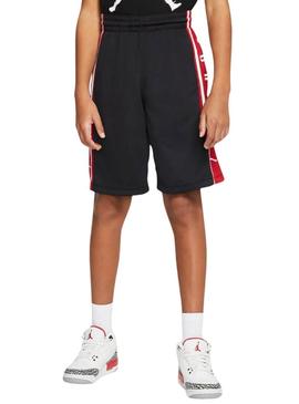 Bermuda Jordan Air preto e vermelho para criança.