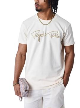 Camiseta Project x Paris Logo creme para homem.