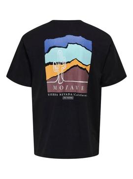 Camiseta Only and Sons Keane preta para homem.