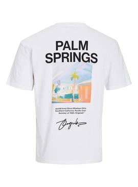 Camiseta Jack and Jones Raruba branca para homem.