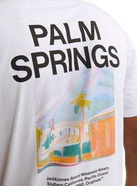Camiseta Jack and Jones Raruba branca para homem.