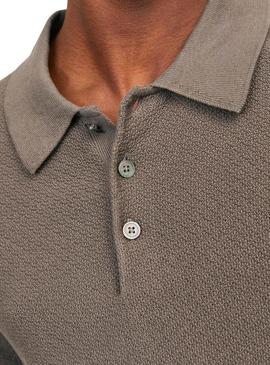 Camisa de manga larga de punto marrom para homem da Jack and Jones.