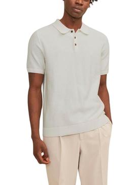 Camisa de manga larga em ponto bege Jack and Jones para homem.