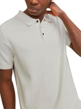 Camisa de manga larga em ponto bege Jack and Jones para homem.