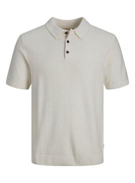 Camisa de manga larga em ponto bege Jack and Jones para homem.