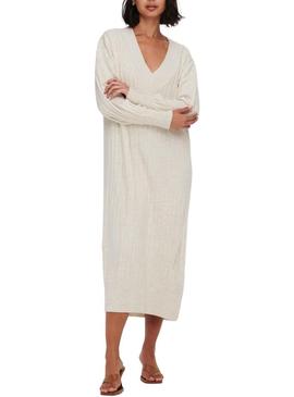 Vestido midi Only New Tessa bege para mulher.