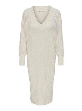 Vestido midi Only New Tessa bege para mulher.