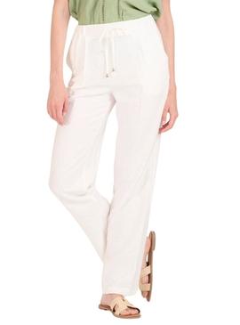 Calça de cetim branco Naf Naf Marbel para mulher.