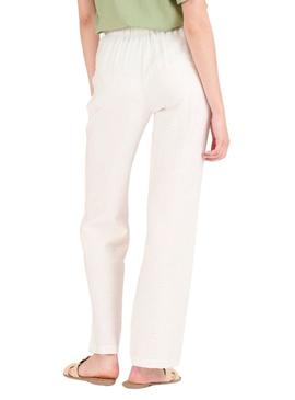 Calça de cetim branco Naf Naf Marbel para mulher.