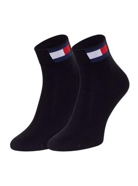Pacote com 2 pares de meias Tommy Jeans TH UNI preto para homens e mulheres.
