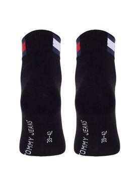 Pacote com 2 pares de meias Tommy Jeans TH UNI preto para homens e mulheres.
