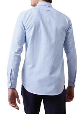 Camisa Altonadock de xadrez vichy azul e branco para homem.