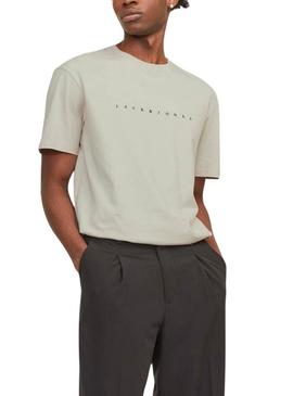Camiseta Jack and Jones estar bege para homem.