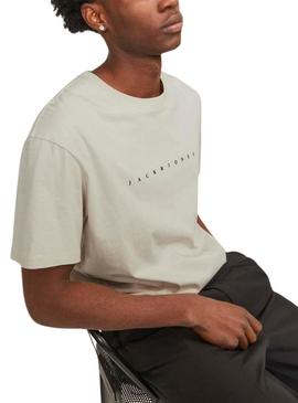 Camiseta Jack and Jones estar bege para homem.