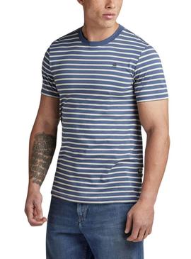 Camiseta listrada azul G-Star Slim para homens