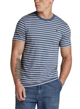 Camiseta listrada azul G-Star Slim para homens